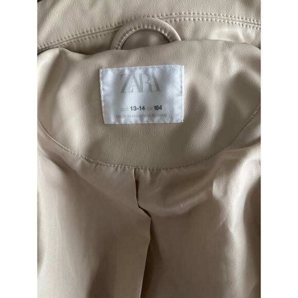 Zara Beige Faux Leather Biker Jacket - Picture 4 of 5